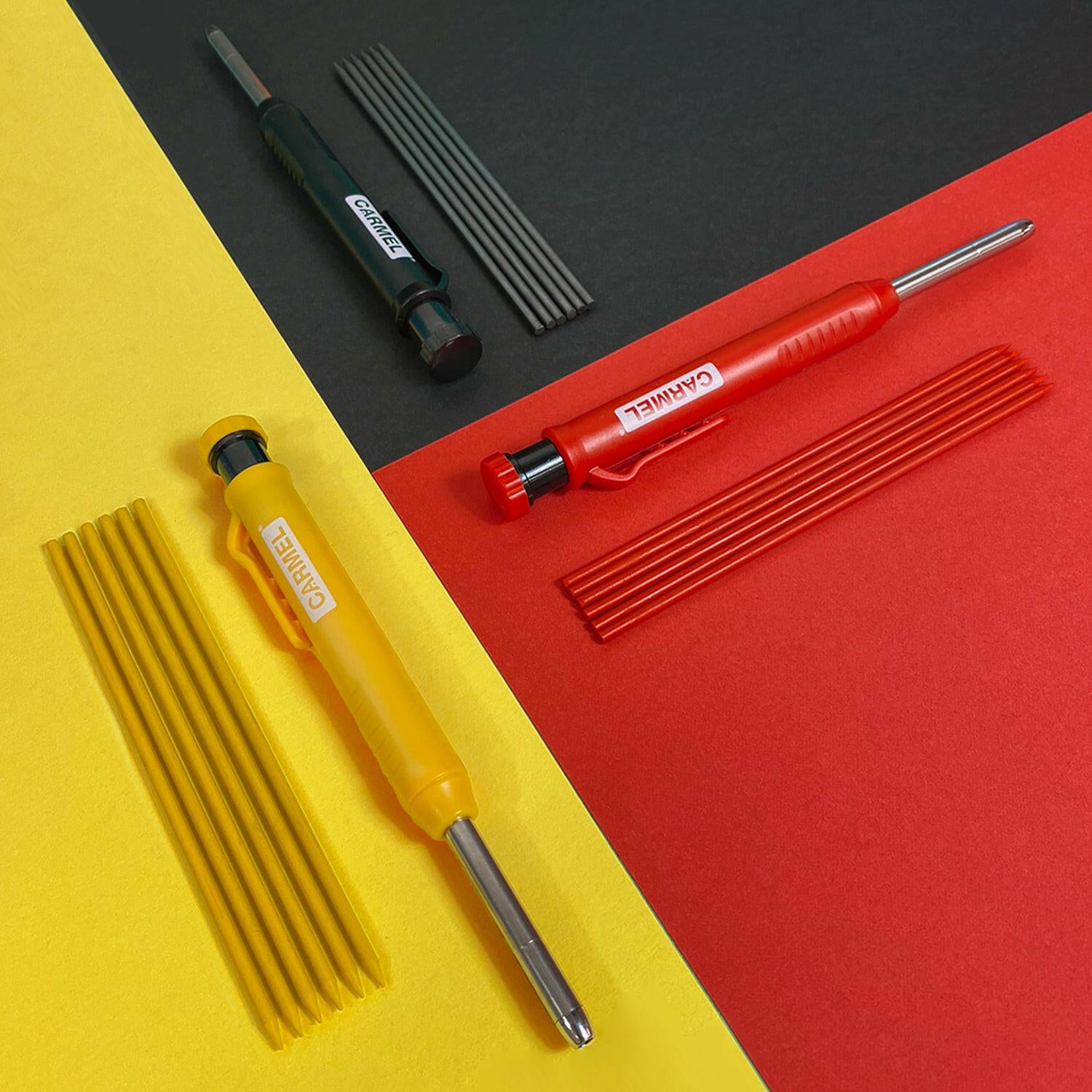  Fdit Kit de lápices mecánicos para carpintería, kit de lápiz de  carpintero de 1.7 pulgadas, punta de metal de 0.110 in, sacapuntas  integrado, borrable, profesional, con bolsa de almacenamiento para  trabajadores