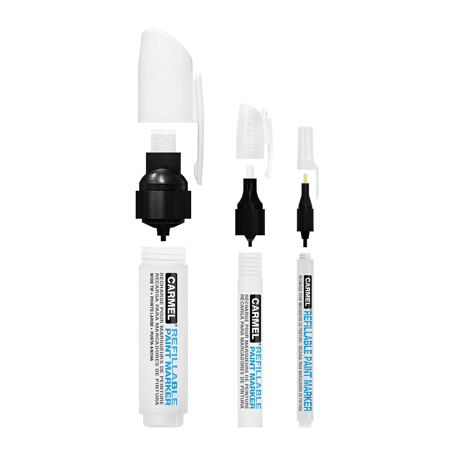 Marqueur à peinture rechargeable - Valve activée (pointe fine ou pointe large)
